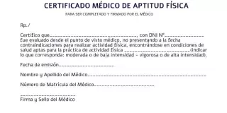 Certificado médico de aptitud física para correr